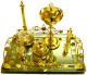 Service dore pour encens avec plateau miroir et parfum "Rouh Al-Musk"