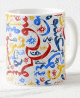 Mug multicouleurs avec alphabet arabe artistique et arabesques