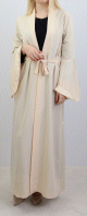 Kimono femme avec manches evasees plissees - Couleur blanc casse
