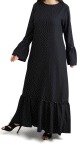 Robe longue avec dentelles et strass - Couleur noire