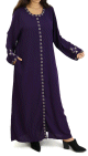 Robe longue brodee ouverture zippee - Couleur violet