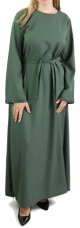 Robe longue avec ceinture strass couleur kaki