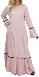 Robe longue avec dentelles et strass - Couleur rose clair