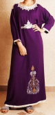 Gandoura/Robe marocaine chic avec strass et broderies manches trois quarts - Couleur Violet
