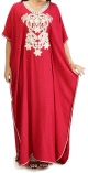 Gandoura / Robe marocaine manches courtes avec decorations - Couleur Rouge