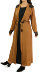 Robe longue noire avec kimono integre couleur camel
