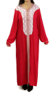 Robe a manches longues et broderies couleur rouge coquelicot