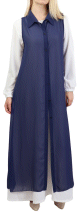 Gilet long transparent boutonnee pour femmes - Couleur Bleu marine