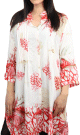 Chemise blanche ample imprimee motifs fleurs rouges
