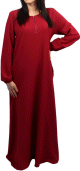 Robe longue casual basic manches longues avec zip et poches pour femme - Couleur rouge bordeaux