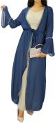 Kimono long avec broderies - Couleur Bleu Marine