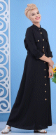Robe longue boutonnee avec ceinture et poches - Couleur noire (Vetement mastour pour femme - Boutique en ligne)