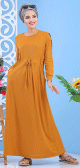 Robe longue avec strass sur les manches style decontracte et chic pour femme - Couleur jaune moutarde