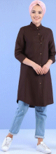 Chemise longue mastour pour femme - Couleur marron fonce