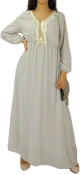 Robe longue fluide avec decorations dorees et pompons pour femme (Plusieurs couleurs disponibles)
