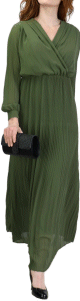 Robe longue fluide col cache-coeur effet plissee pour femme (Plusieurs couleurs disponibles)