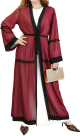 Kimono en mousseline avec ceinture et broderies - Couleur grenat