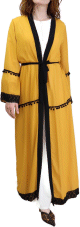 Kimono en mousseline avec ceinture et broderies - Couleur jaune
