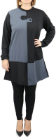 Tunique bicolore (noir et gris) avec boutons pour femme
