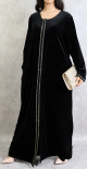 Robe longue en velours avec fermeture zip de couleur noir