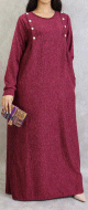 Robe longue chine de couleur prune