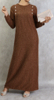 Robe longue chine de couleur marron