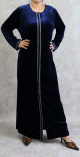 Robe longue en velours avec fermeture zip de couleur bleu fonce