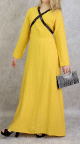 Robe longue croisee a strass de couleur jaune