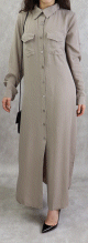 Robe chemise longue de couleur taupe
