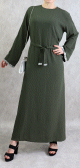 Robe longue avec strass de couleur kaki