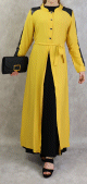 Kimono long avec strass de couleur jaune
