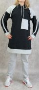 Survetement femme 2 pieces avec capuche de couleur anthracite et gris clair (grande taille disponible)