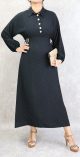 Robe longue casual col chemise pour femme - Couleur Noir