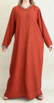 Djellaba orientale ample pour femme - Abaya a capuche avec fermeture eclair - Couleur Rouille