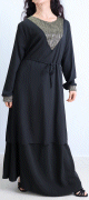 Tunique Longue de couleur noire avec parties argtentees