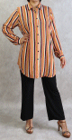 Chemise femme en viscose a rayures en couleur (Grandes tailles disponibles)