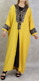 Kimono papillon avec parties satinees et effet python - Couleur jaune