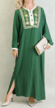Robe Algerienne avec broderies et strass - Couleur Vert sapin