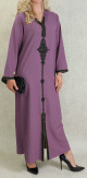 Djelaba marocaine longue a capuche - Robe orientale brodee et decoree de strass - Couleur Violet