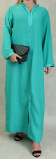 Djellaba marocaine brodee a capuche et manches longues pour femme - Couleur Vert