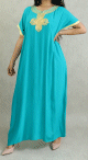 Robe orientale longue et large de type Gandoura Tunisienne - Robes femme - Couleur bleu turquoise