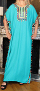Gandoura ample fluide avec broderie brillante et pompons multi-couleurs (Plusieurs couleurs disponibles) - Robe longue grande taille pour femme