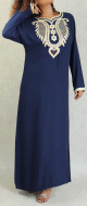 Robe orientale brodee avec strass pour femme - Couleur Bleu marine