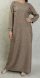 Robe longue chinee pour femme (Saison Automne-Hiver) - Couleur Caramel