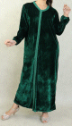 Robe arabe longue en velours avec broderie pour femme - Couleur Vert