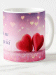 Mug personnalisable avec deux coeurs rouges et plein de petits coeurs