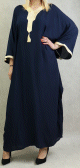 Gandoura tunisienne large (grande taille) pour femme - Couleur Bleu marine