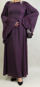 Robe de soiree maxi-longue elegante et raffinee manches kimono pour femme - Couleur violet