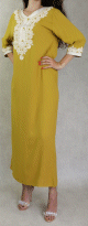 Robe Algerienne brodee pour femme - Couleur jaune moutarde
