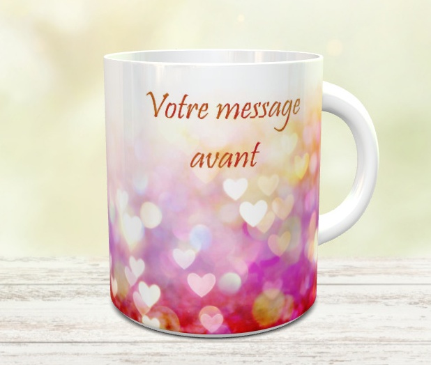 Mug ruban de coeurs - Tasse avec messages personnalisés (couple - coeur -  amour - mariage - fiançailles) fabriqué en France livraison rapide